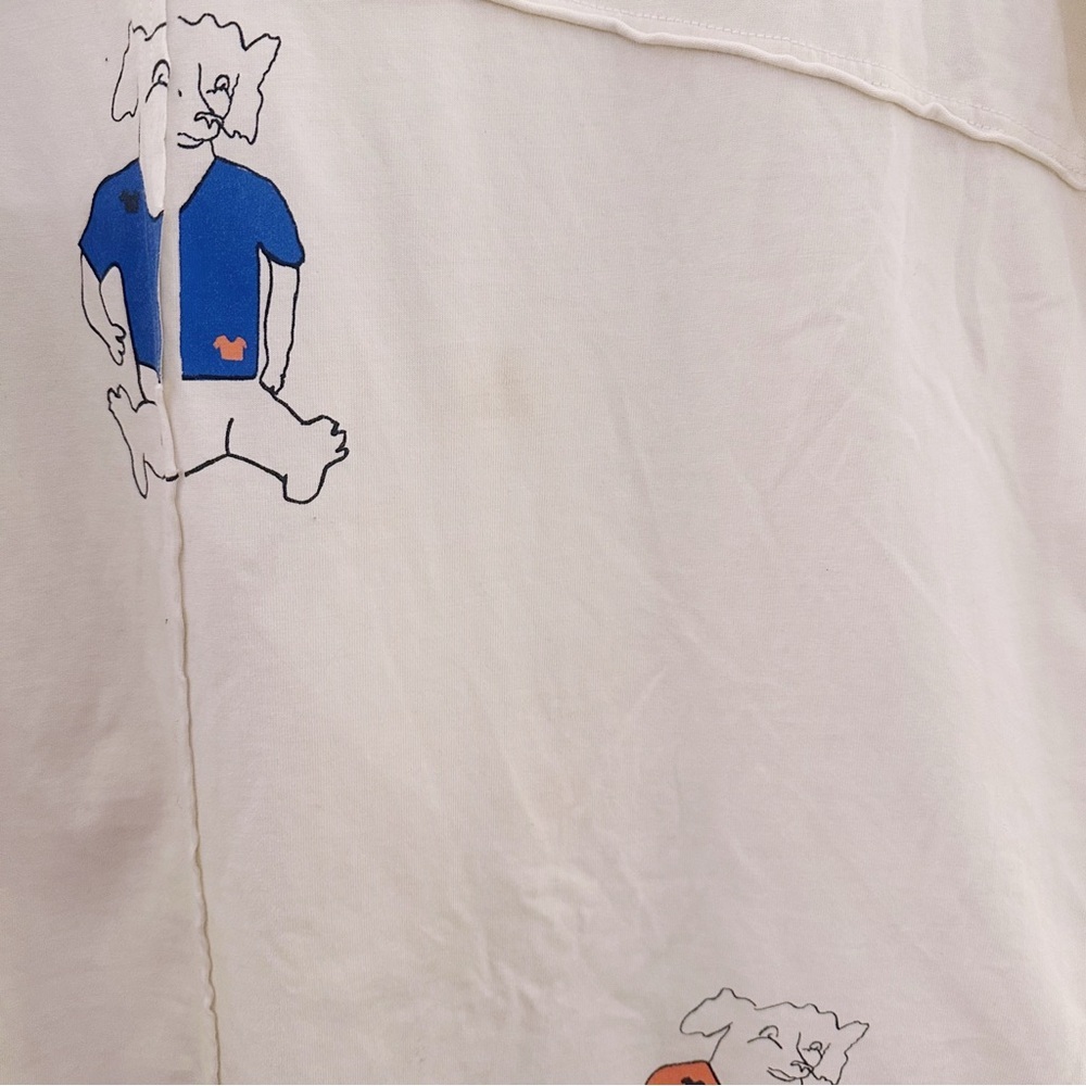 Eckhaus Latta Yellow Three Dogs T-Shirt Cream Tee Panelled Graphic - Picture 4 of 7